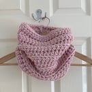 Chunky Pink Crocheted Cowl 