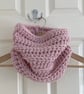 Chunky Pink Crocheted Cowl 