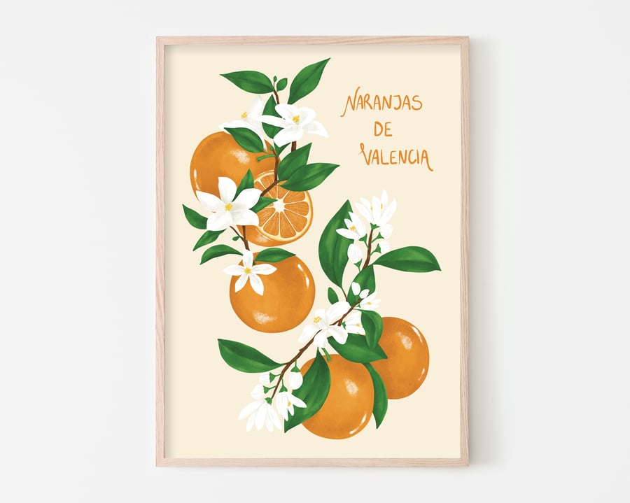 Valencia Oranges Poster, Spanish Art, Valencia Spain Art Print