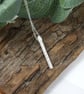Silver Bar Necklace with Line Texture