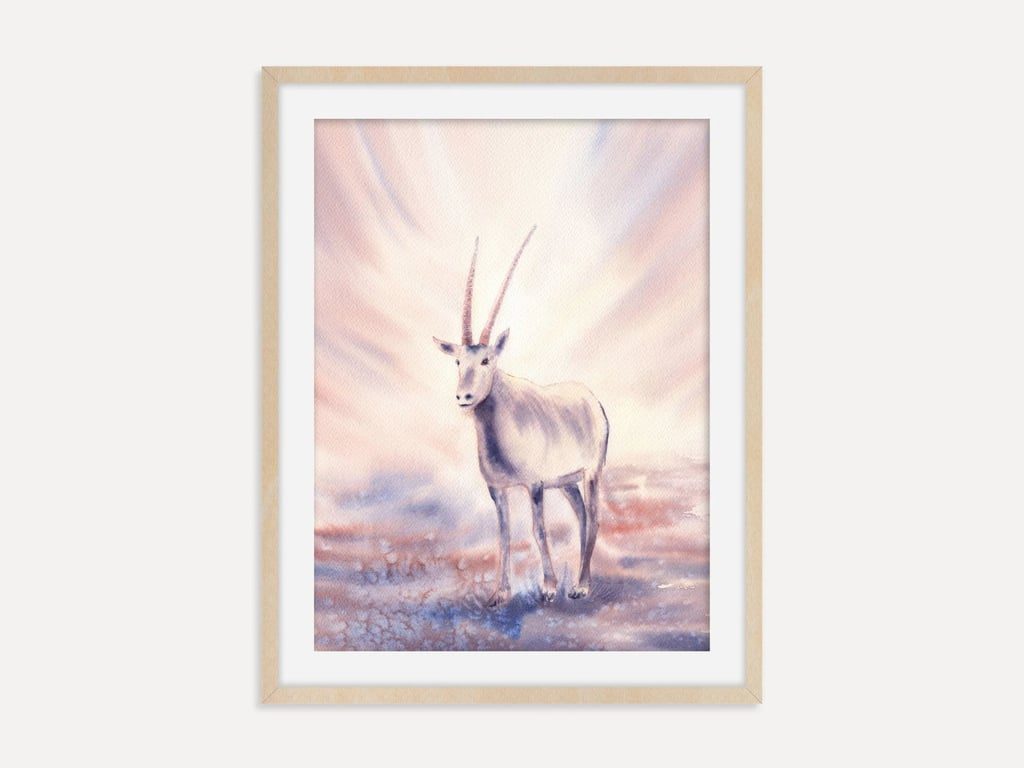 Oryx Antelope Art Print, African Safary Wildlife Wall Art, Desert Animal Artwork