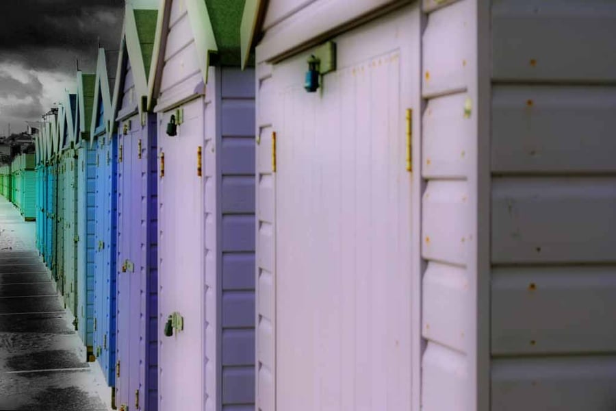 Bournemouth Beach Huts Dorset England UK 18"X12" Print