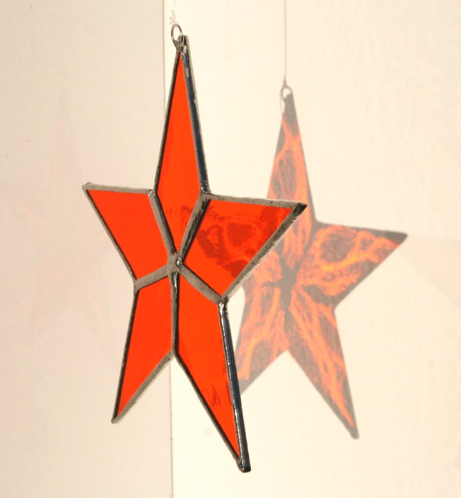 Stained glass medium star Handmade sun catcher