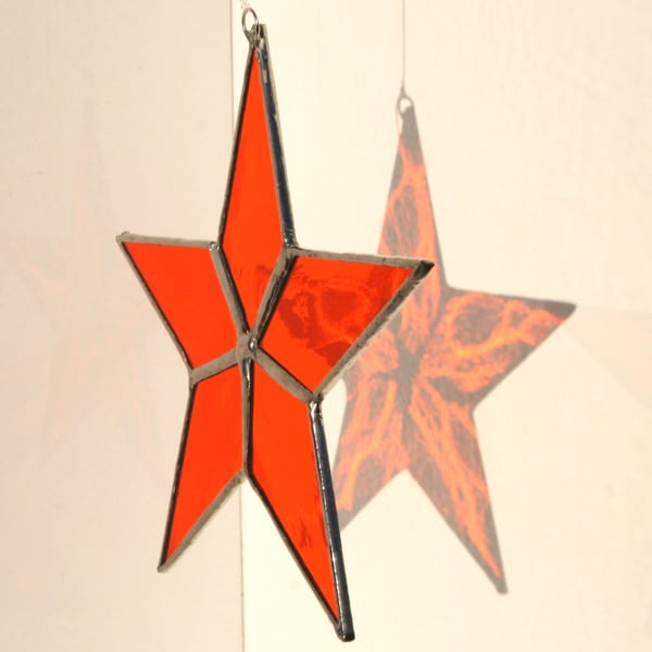 Stained glass medium star Handmade sun catcher