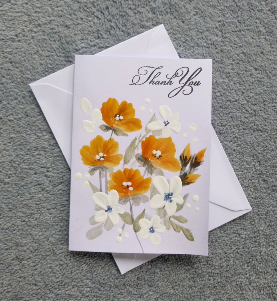 hand painted Thank You card ( ref F 297 )