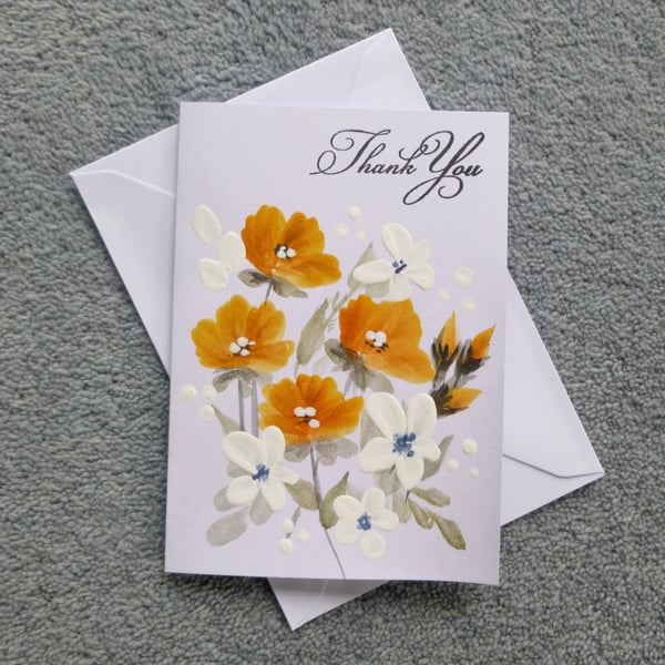 hand painted Thank You card ( ref F 297 )