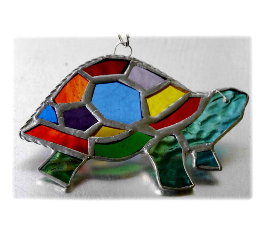 Tortoise Suncatcher Stained Glass Handmade Rainbow  020 Turtle 