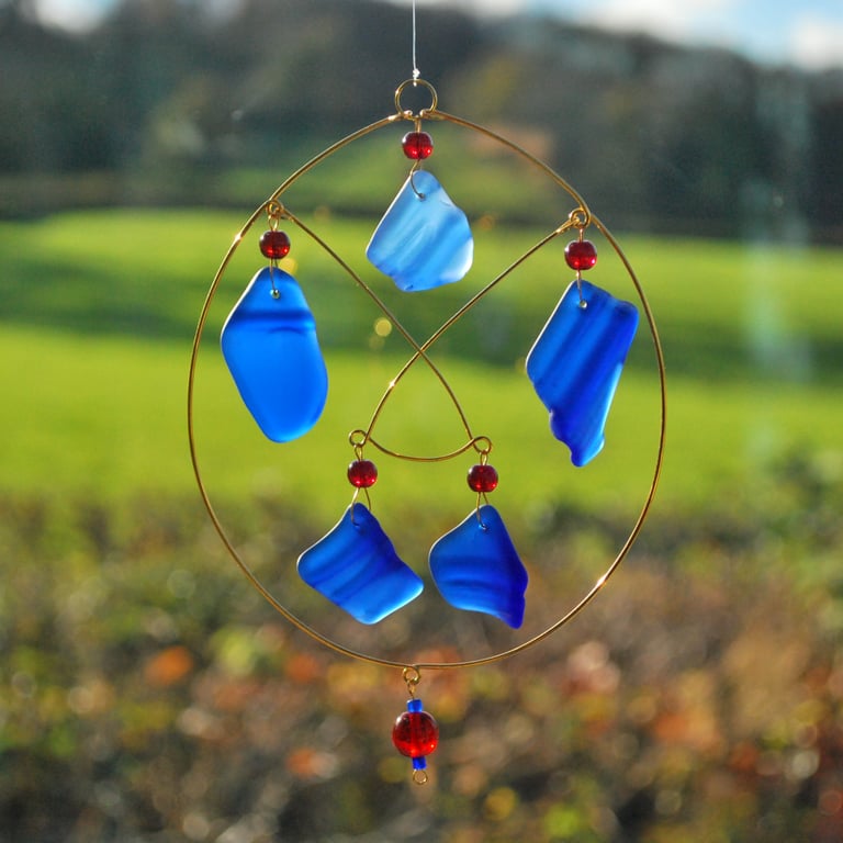 Blue glass sun catcher