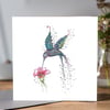Purple Hummingbird blank card