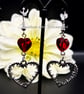 Gothic Barbed Heart Earrings - Red Heart Earrings - Handmade - Drop Earrings - Image 7