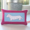 Dachshund Sausage Dog 100% Wool Felt Mini Lavender Cushion
