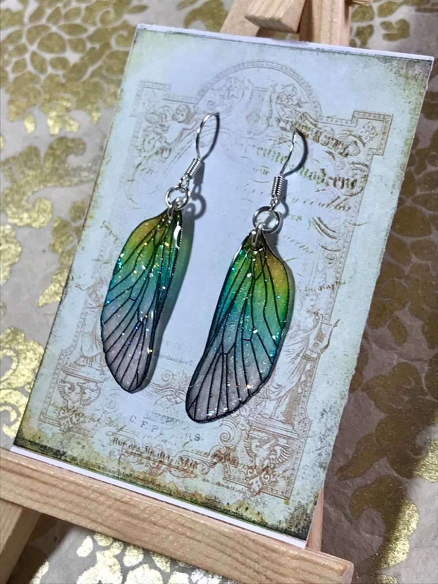 Enchanting Pastel Sterling Silver Fairy Wing Earrings