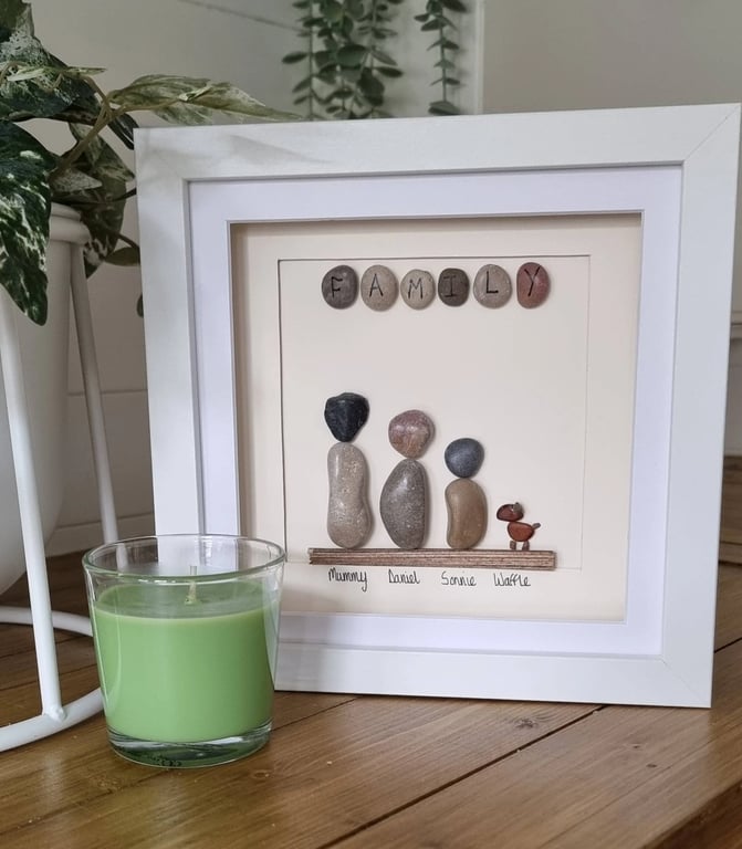 Personalsed Family Pebble Picture 8"x8"