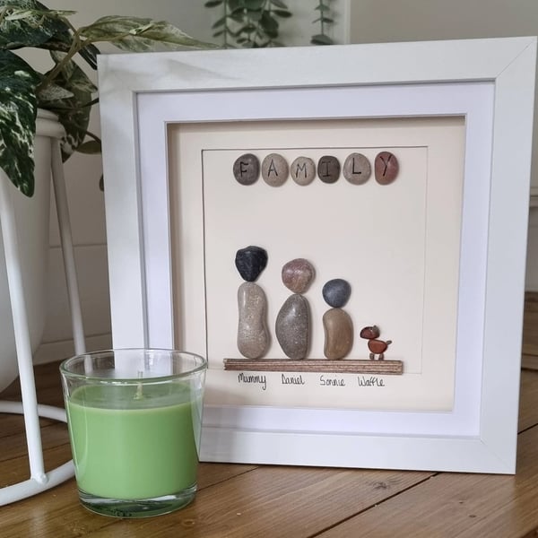 Personalsed Family Pebble Picture 8"x8"