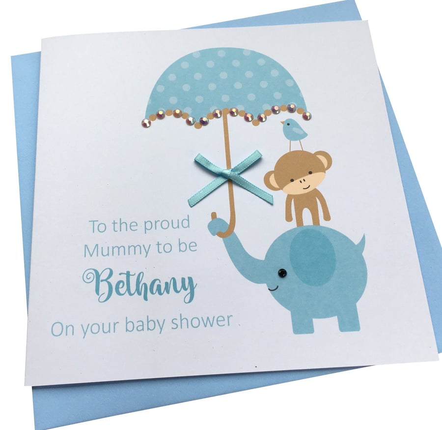 Baby Shower Personalised Card in Blue