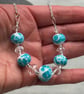white and turquoise spotted lampwork glass beaded necklace - Image 4