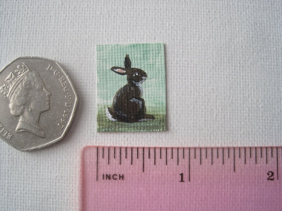 Dolls House Miniature Original Painting Rabbit