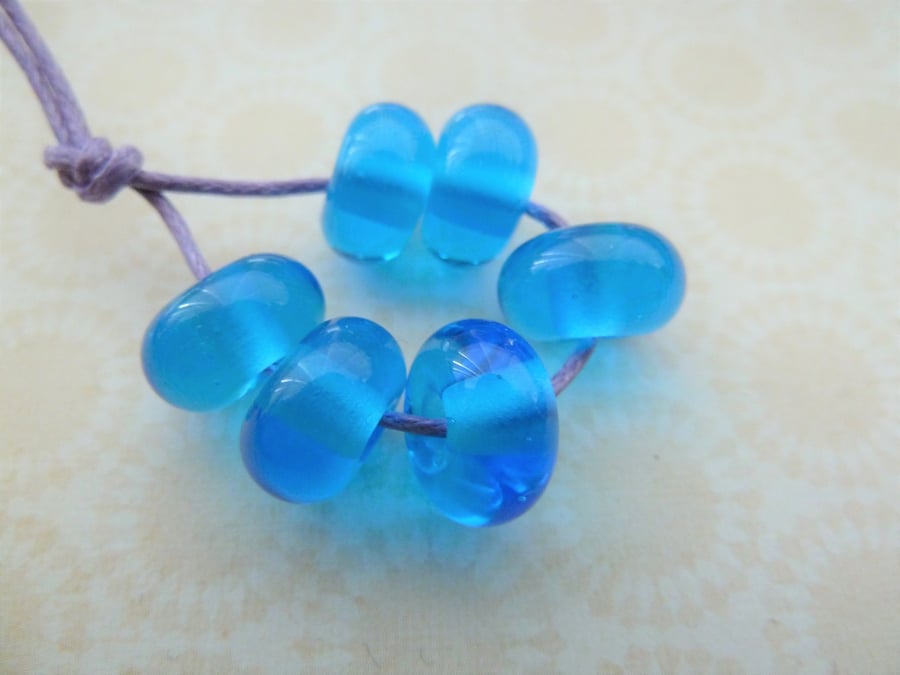 handmade lampwork blue spacer beads