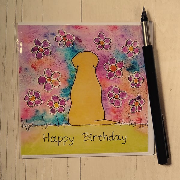 Golden Retriever card (printed card).Happy Birthday,Birthday Wishes from the dog