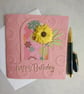 Sunshine Yellow Polka Dot Flower in Pink Arch - Birthday Card 