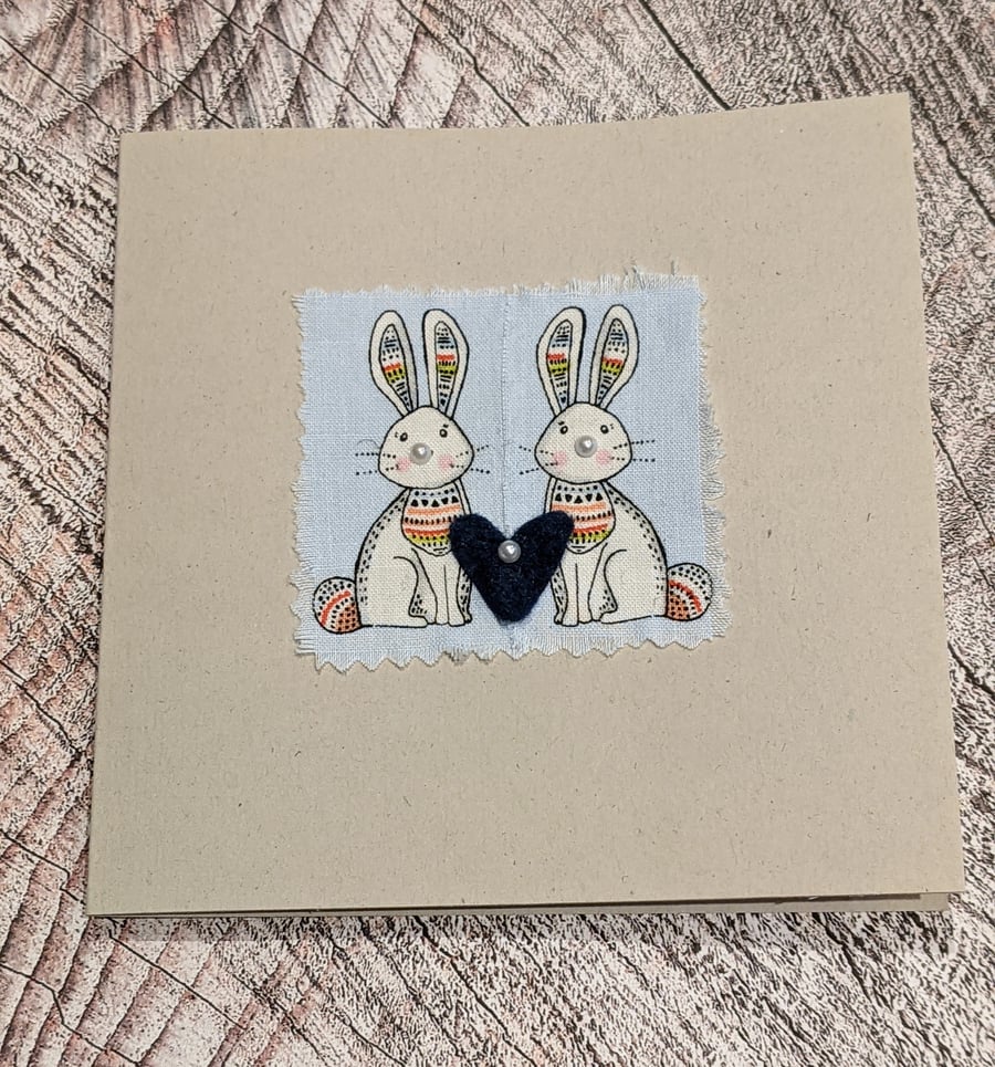 Hare love hand made greeting card