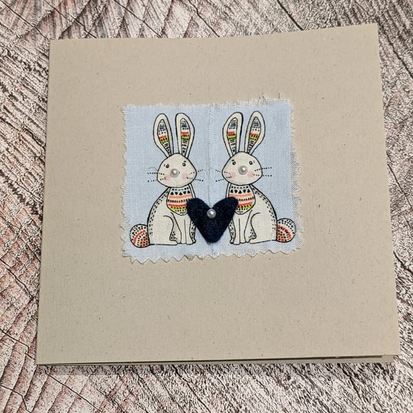Hare love hand made greeting card