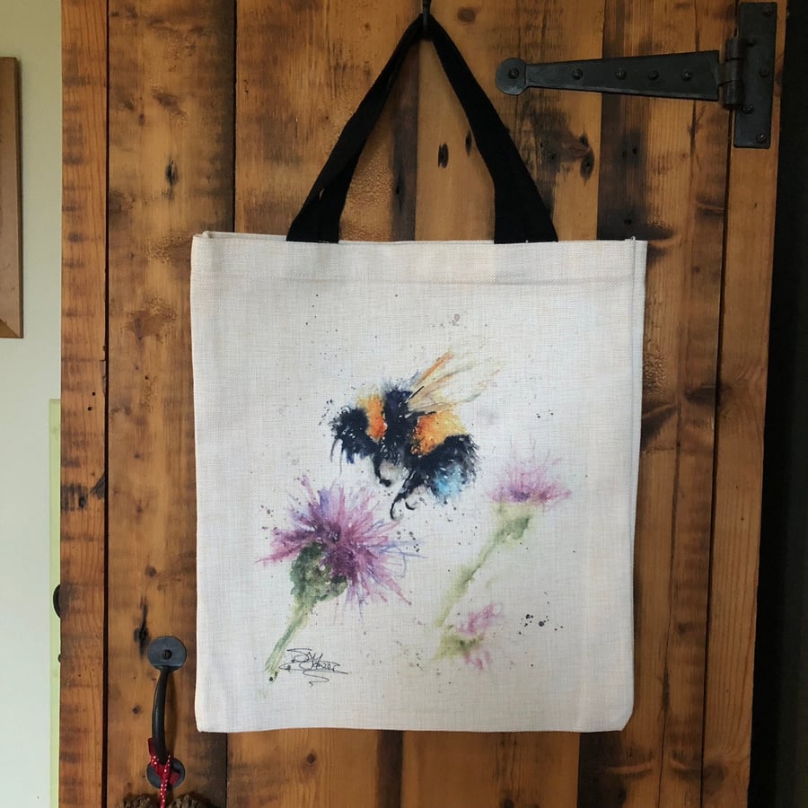 Bumble Bee Tote Bag, Wildlife Art Print Bag, Choice of 2 Heavy Duty Thick Qualit