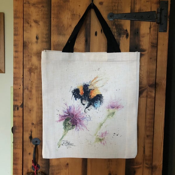 Bumble Bee Tote Bag, Wildlife Art Print Bag, Choice of 2 Heavy Duty Thick Qualit