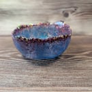 Teal & Amethyst Rim Bowl – Handcrafted Resin