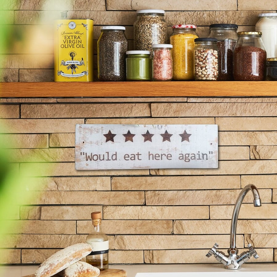 Rustic Wooden Mountable 5 Star Review Kitchen Sign - Folksy