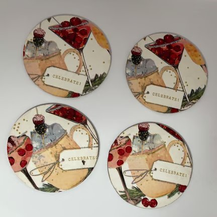 Celebrate with Cocktails Wooden Coasters set of 4