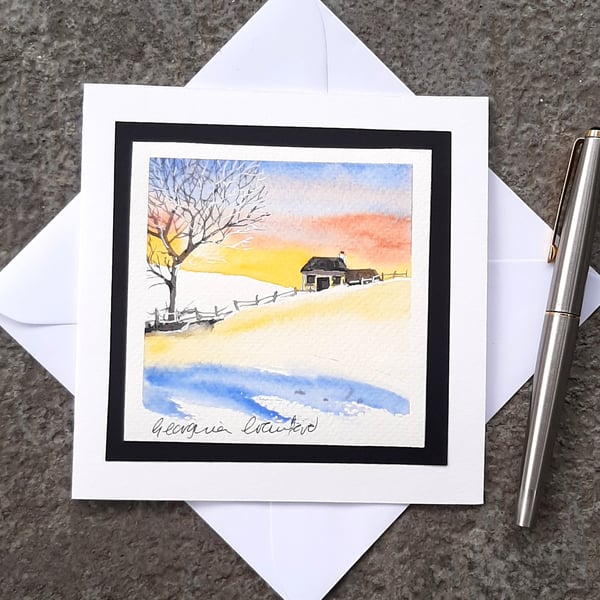 Blank Card for  Birthday, Anniversary. Handpainted Watercolour. Gift. Notelet.