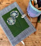 Notebook & Journal Cover in Blue Chambray with an Appliqué Flower Design