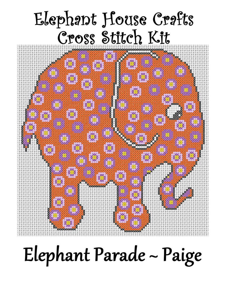 Elephant Parade Cross Stitch Kit Paige Size Approx 7" x 7"  14 Count Aida