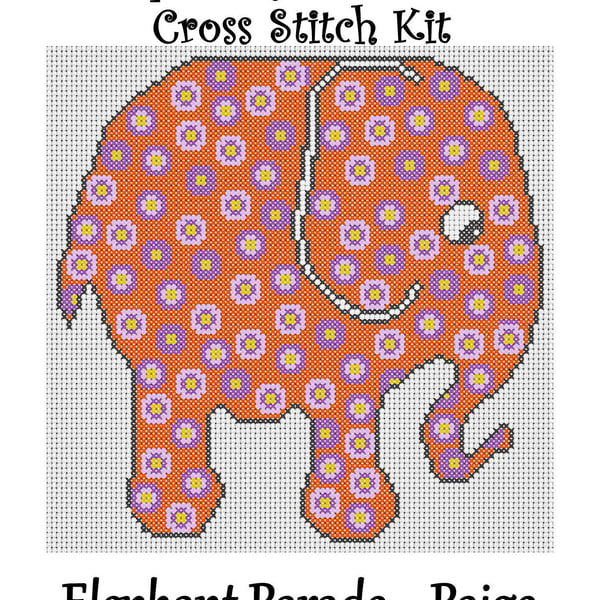 Elephant Parade Cross Stitch Kit Paige Size Approx 7" x 7"  14 Count Aida