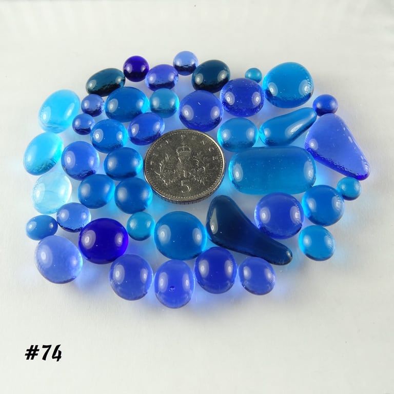 25g blue art glass cabochons, for jewellery making, crafting (74)