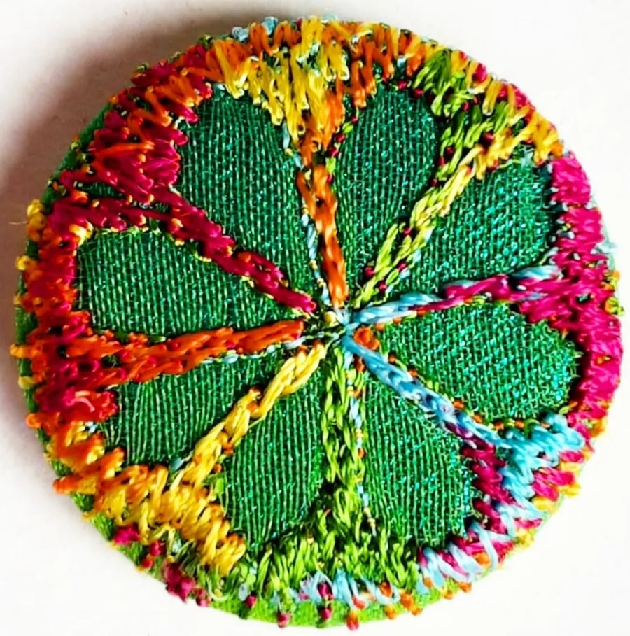 Buttons 1 inch button Hand Dyed Silks and Cottons Free Machine Embroidery Button