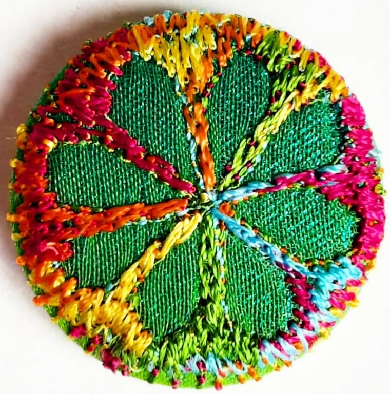 Buttons 1 inch button Hand Dyed Silks and Cottons Free Machine Embroidery Button