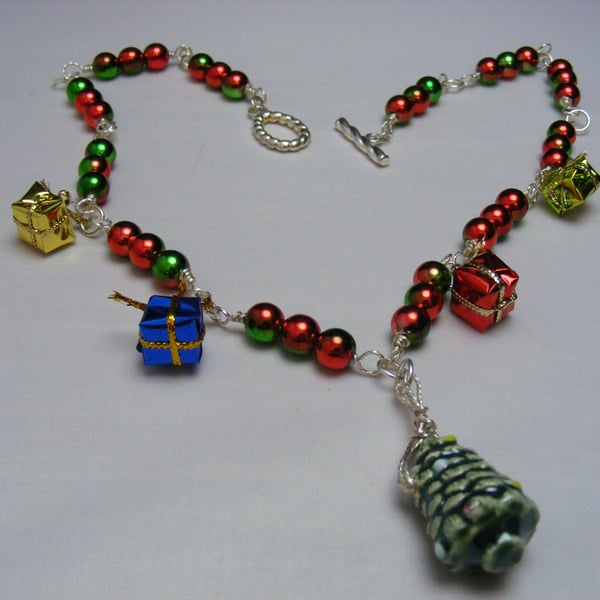 Christmas Tree, Presents and Bauble Necklace