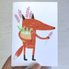 Fox and Flora Flowers Handmade Screenprinted Card
