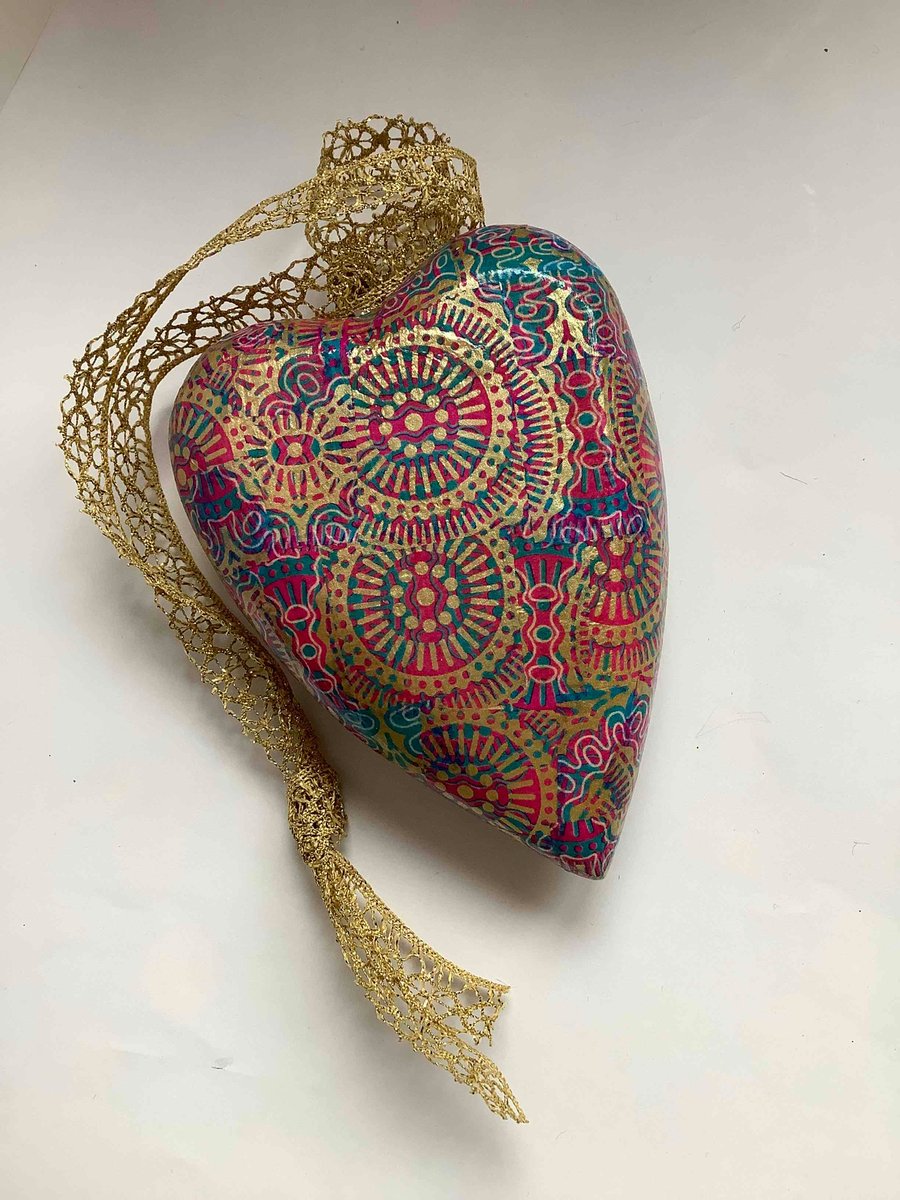 Gorgeously rich coloured solid wooden heart