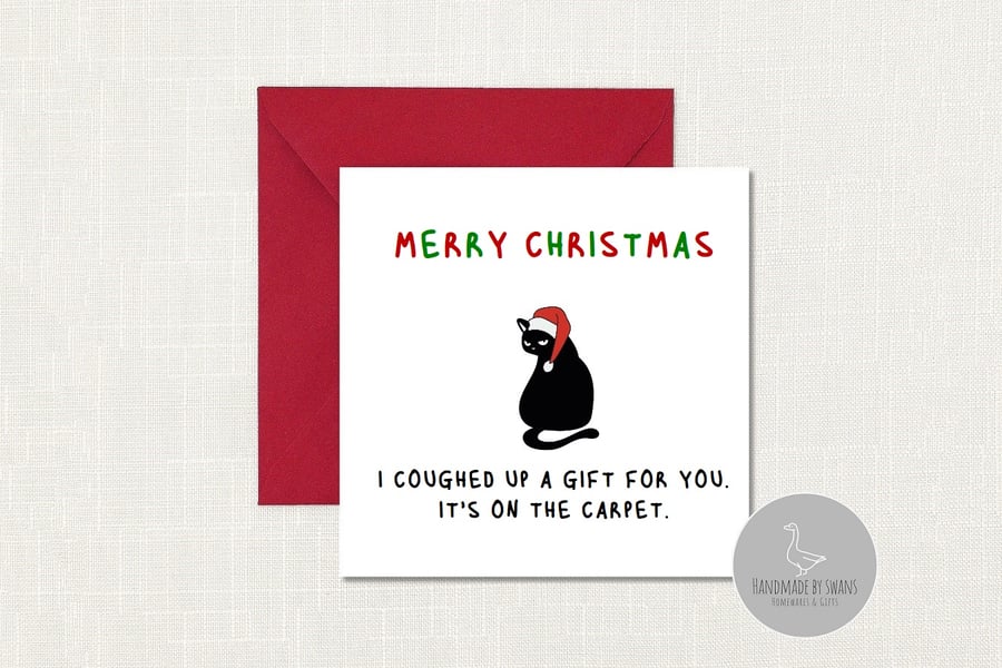 Funny christmas card from the cat, cat dad christmas card, cat mum