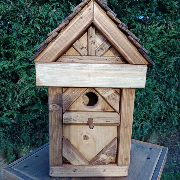 Wall Mounted or Free Standing Wild Bird Nest Box, Hand Made with Reclaimed Wood