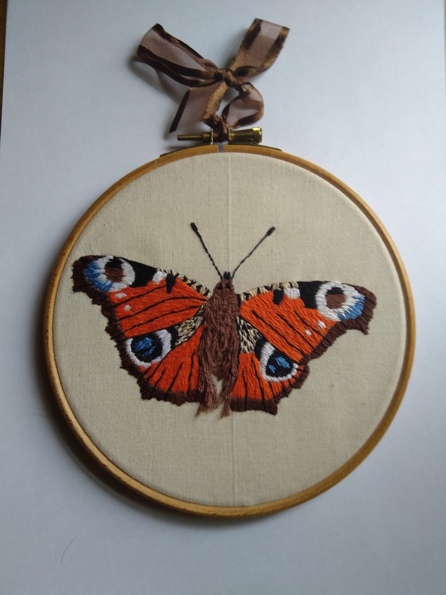 Peacock Butterfly Hoop Art Embroidery