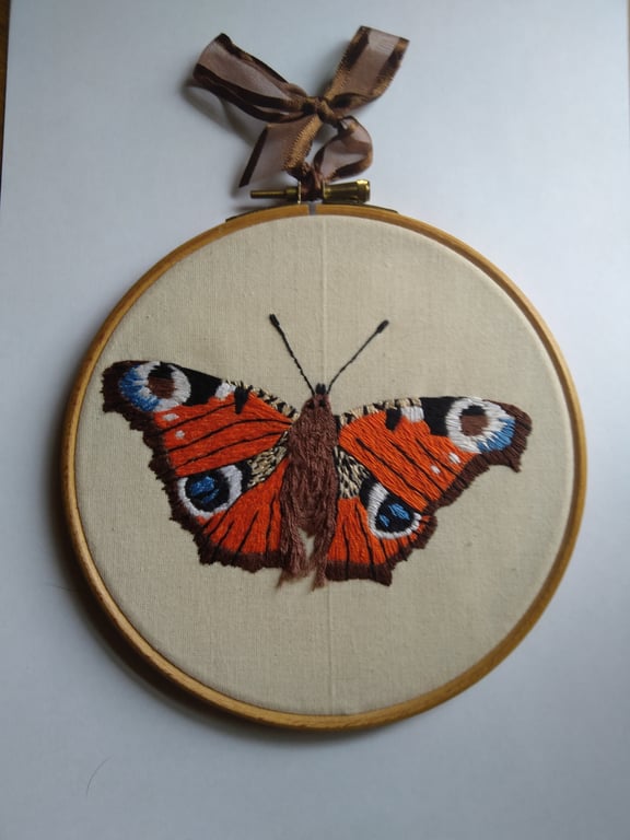 Peacock Butterfly Hoop Art Embroidery