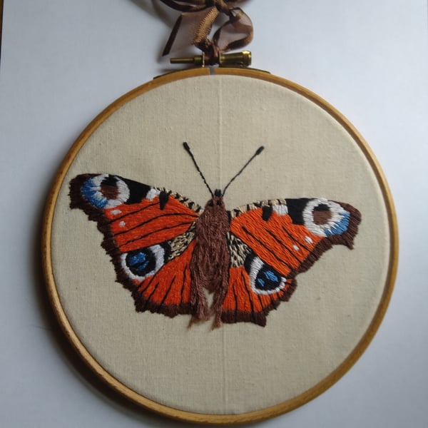 Peacock Butterfly Hoop Art Embroidery