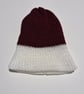 White & Burgundy Wool Beanie Hat 6-12 Month Unisex - Image 2