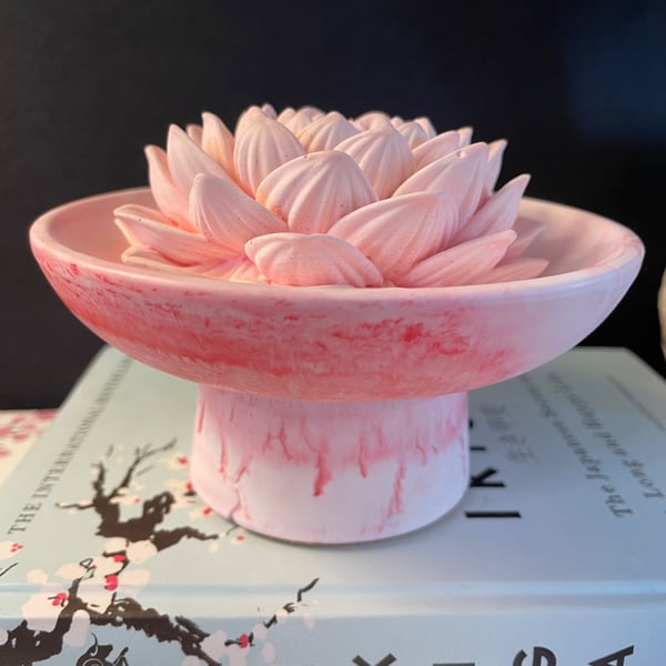 Scented Lotus Aromastone Eco-Resin Passive Diffuser on pedestal base