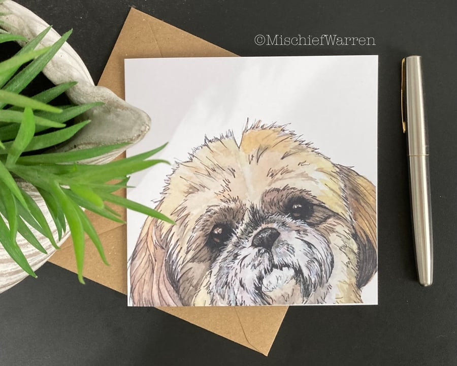 Shih Tzu (Shitzu) Dog Card. Blank or personalised for any occasion.
