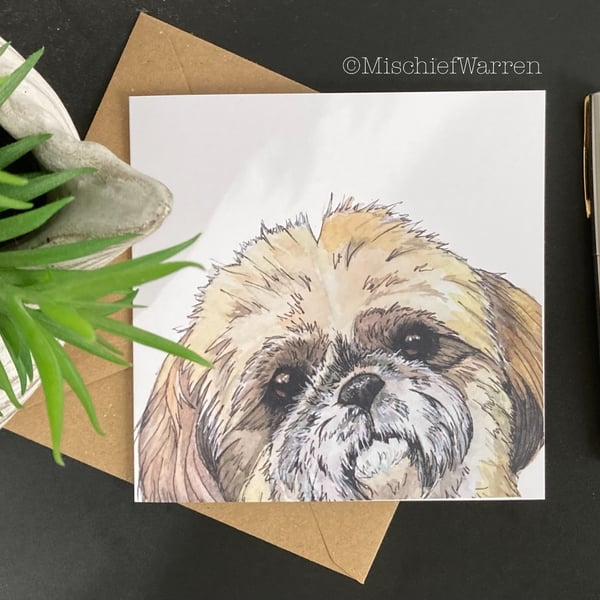 Shih Tzu (Shitzu) Dog Card. Blank or personalised for any occasion.